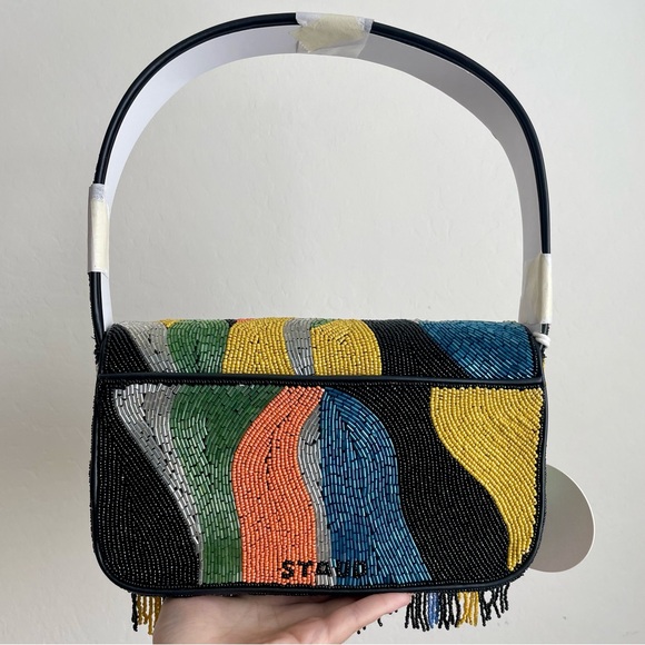 STAUD BEADED TOMMY BAG MULTI COLOR FRINGE - Picture 5 of 5